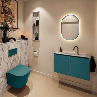 MONDIAZ TURE-DLUX Meuble de toilette 80 cm Smag. EDEN lavabo Glace position milieu. Avec 1 trou de robinet.