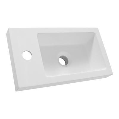 BRAUER Solar Medium lavabo à poser 40 avec 1 trou de robinet et en marbre minéral blanc satiné à placer à gauche/droite.