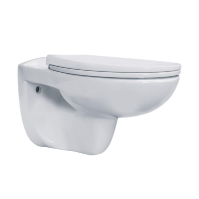 Plieger QeramiQ Basic Start Classico Ensemble de toilette – Réservoir encastré UP320 – Cuvette suspendue – Sans rebord – Abattant – Fermeture douce – Plaque de commande blanche – Boutons ronds – Blanc