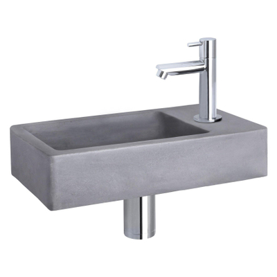 Differnz Force fonteinset – 40x22x8 cm – beton grijs – rechte chromen kraan
