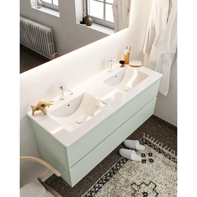 Mondiaz VICA ensemble de meuble de salle de bain - 120cm - meuble sous lavabo greey - 2 tiroirs - lavabo denia double - 2 trous de robinet - miroir LED - version XL 60cm de haut