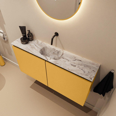 MONDIAZ TURE-DLUX 100cm toiletmeubel Ocher. EDEN wastafel Glace positie midden. Zonder kraangat.