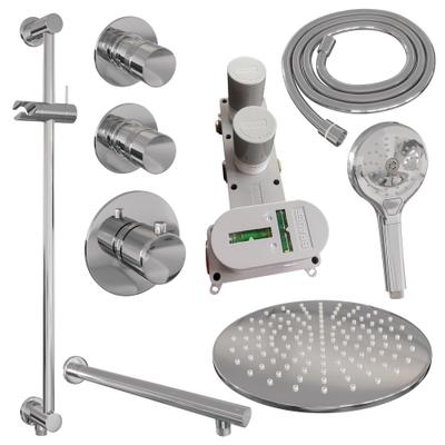 Brauer Chrome Edition Set de douche à encastrer avec partie encastrable douche de tête bras mural douchette ronde et barre de douche Chrome