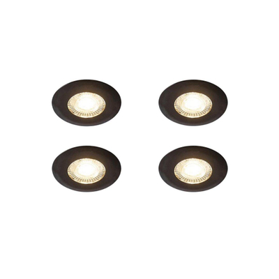 QAZQA Ulo Spot encastrable - set de 4 - 8,2x8,2cm - LED incluse - 3 niveaux de gradation - IP44 - rond - noir mat