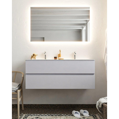 Mondiaz VICAB meuble de salle de bain - 120cm - meuble sous-vasque cale 2 tiroirs - lavabo moon double - 2 trous de robinet - miroir LED - version XL 60cm haut