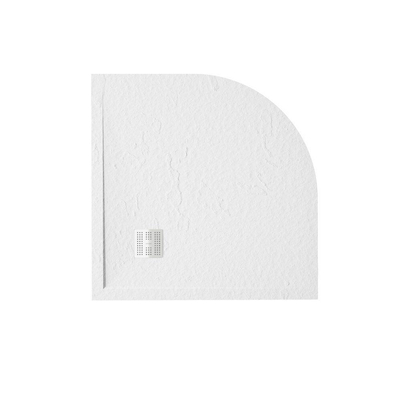 FugaFlow Eccelente Bac à douche Anto - 90x90cm - antidérapant - antibactérien - marbre minéral - quart de cercle - blanc mat