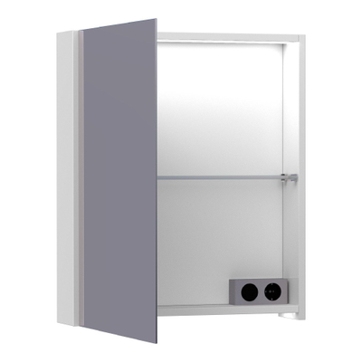 BRAUER Impress Deluxe armoire de toilette - 60x70x15cm - éclairage interne et externe - 1 porte miroir double face à gauche mate blanche