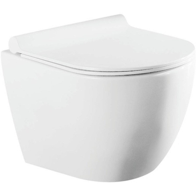 QeramiQ Salina Compact Toiletset -softclose zitting- bedieningsplaat Geberit Sigma01 chroom - wit glans