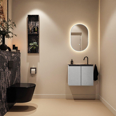 MONDIAZ TURE-DLUX Meuble toilette - 60cm - Plata - EDEN - vasque Lava - position centrale - 1 trou de robinet
