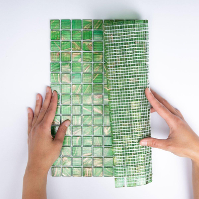 The Mosaic Factory Amsterdam carrelage mosaïque 32.2x32.2cm pour mur et sol intérieur et extérieur carré verre vert