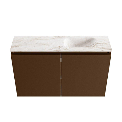 MONDIAZ TURE-DLUX 80cm toiletmeubel Rust. EDEN wastafel Frappe positie rechts. Zonder kraangat.