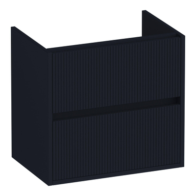 BRAUER Adore Wavy meuble de salle de bains sous-lavabo peu profond 60 2 tiroirs softclose - sans poignée - 1 découpe pour siphon - noir mat