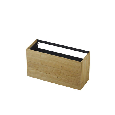 INK P2O Meuble sous-lavabo - 120x45x65cm - 2 tiroirs - push 2 open - façades rapportées droites MDF Placage Natur