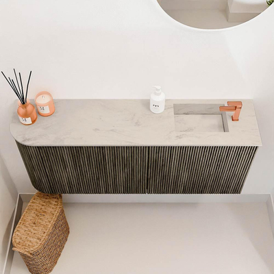 Mondiaz JOYA-DLUX 101.6cm toiletmeubel - ronding links kleur Shadow - Wastafel FAYE positie Rechts 1 kraangat kleur Opalo.