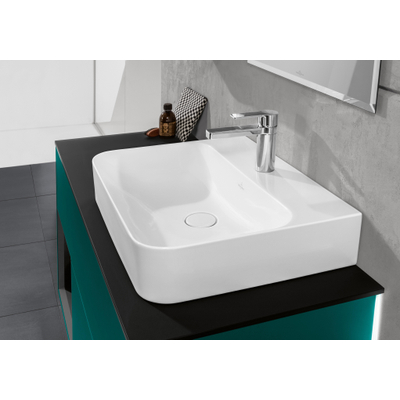 Villeroy & Boch finion wastafel onderzijde - geslepen - 1 kraangat - 60x47cm CeramicPlus - met verdekte overloop - White Alpine (glans wit)