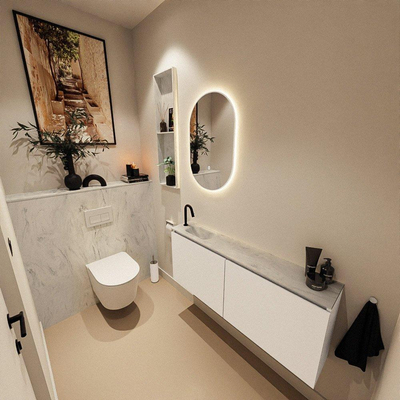 MONDIAZ TURE-DLUX 120cm toiletmeubel Talc. EDEN wastafel Opalo positie links. Met 1 kraangat.