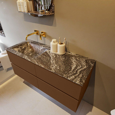 Mondiaz VICA-DLUX ensemble de meuble de salle de bain - 120cm - meuble sous-vasque repos - 4 tiroirs - lavabo encastré cloud gauche - sans trous de robinet - version haute de 60cm - lave