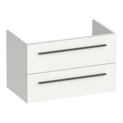 BRAUER Trust meuble sous-lavabo 80 sans poignées rapportées incluses 2 tiroirs à fermeture en douceur et 1 découpe pour siphon - blanc mat