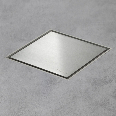 Easy Drain AquaJewels Quattro Zero brossé 15x15cm avec sortie latérale 50mm garde d'eau 30/35/50mm inox AJQ 15X15 ZM