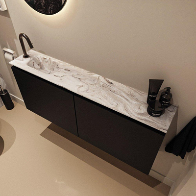 MONDIAZ TURE-DLUX Meuble de toilettes 120cm Urban. EDEN vasque Glace position gauche. Avec 1 trou de robinet.