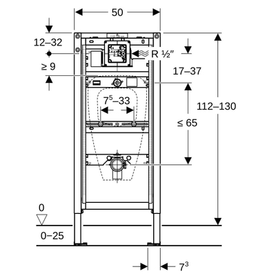Geberit Duofix Urinoir element 112-130cm Universeel