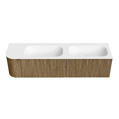 Mondiaz KURVE Badkamermeubelset - 175x46x40cm - 2 lade - 1 deur - wastafel solid surface - dubbel / rechts - 2 kraangaten - Dusk