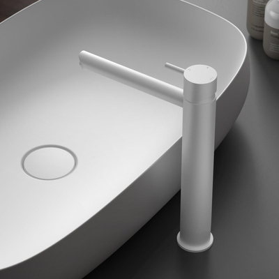 Hotbath Cobber mitigeur de lavabo haut avec bec droit sans vidage blanc mat