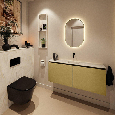 MONDIAZ TURE-DLUX Meuble de toilettes 120 cm Oro. EDEN vasque Ostra position centrale. Sans trou de robinet.