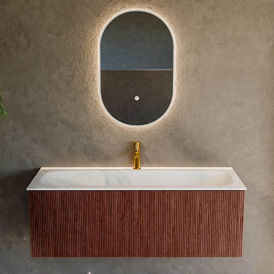 Mondiaz KURVE Badkamermeubelset - 120x46x40cm - 1 lade - wastafel solid surface - midden - 1 kraangat - Ruby