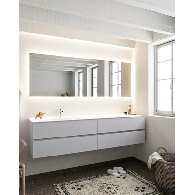 Mondiaz VICA ensemble de meuble de salle de bain - 200cm - meuble sous-vasque cale - 4 tiroirs - lavabo cloud gauche - 1 trou de robinet - miroir LED - version XL 60cm haut