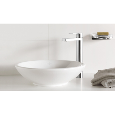 Villeroy & Boch Loop en Friends opzetwastafel met plug met keramische afdekking O38cm met overloop ceramic+ wit