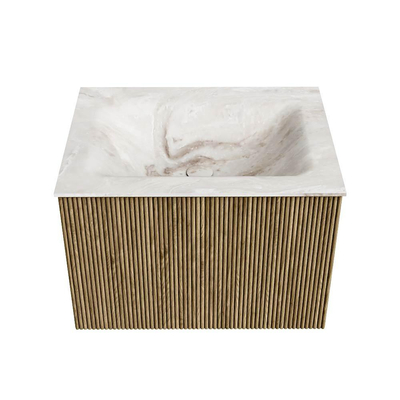 Mondiaz KURVE-DLUX Ensemble meuble de salle de bains - 60x46x40cm - 1 tiroir - vasque solid surface - central - 1 trou de robinet - Dusk