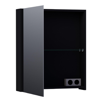 BRAUER Plain Spiegelkast - 60x70x15cm - 1 linksdraaiende spiegeldeur - MDF - mat zwart