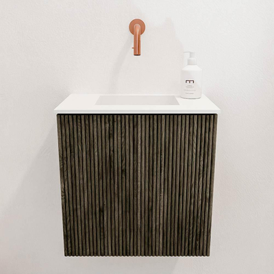 Mondiaz JOYA 40cm toiletmeubel - kleur Shadow - Wastafel FAYE positie Midden Zonder kraangat kleur Talc.