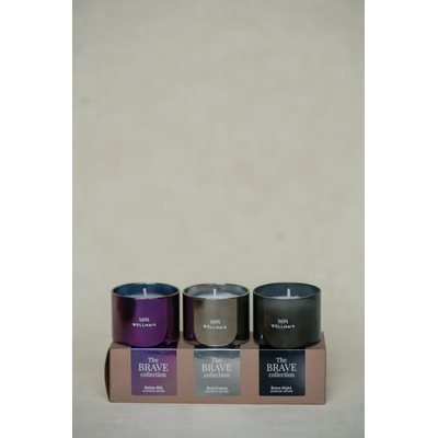 Wellmark Brave Collection Giftbox - 3x geurkaars klein - metallic purple silver grey