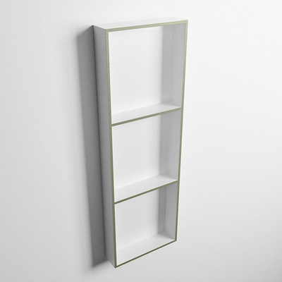 Mondiaz Easy nis 29.5x89.5x8cm voor Inbouw/opbouw 3 open vakken Solid surface Talc/Army