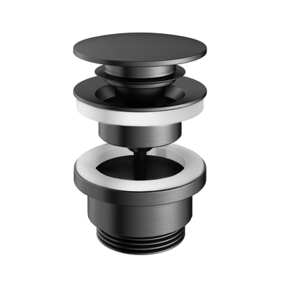 Hotbath Gal Clickplug - met schroef rond - PVD - gunmetal geborsteld (antraciet)