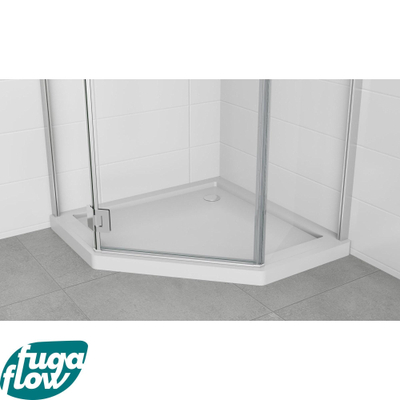FugaFlow Efficiente Vetro NWA3231 Douchecabine - 90x90x195cm - vijfhoek chroom profiel en helder glas