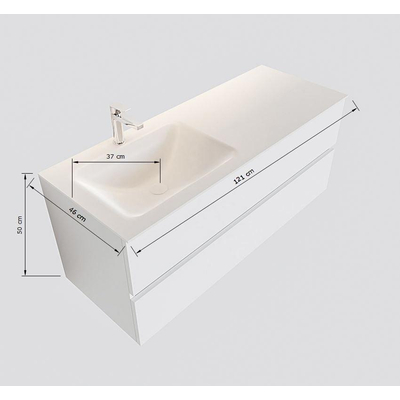 Mondiaz VICA Ensemble de meuble de salle de bain - 120cm - meuble sous lavabo talc - 2 tiroirs - lavabo cloud gauche - sans trou de robinet XL version 60cm haut