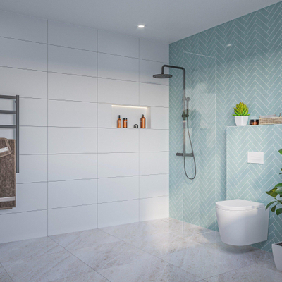 FugaFlow Eccelente Vetro Douche à l’italienne - verre clair - 40x200cm - 8mm - nano - profil encastré aveugle