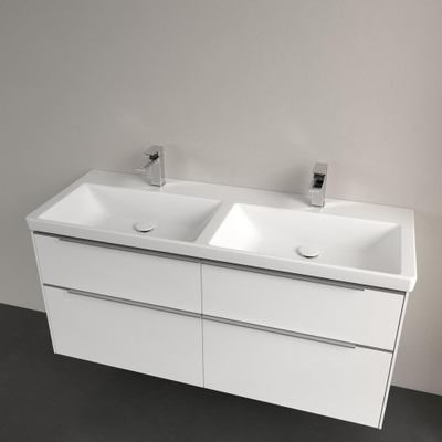Villeroy & Boch Subway 3.0 Double vasque à poser sur meuble - 1300 x 475 x 165 stone white mat (blanc) CeramicPlus - sans trop-plein