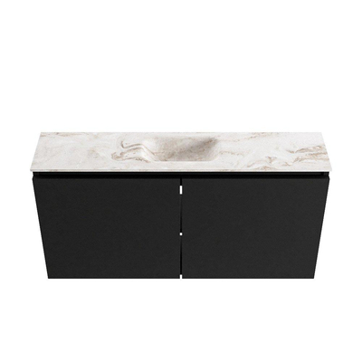 MONDIAZ TURE-DLUX Meuble de WC 100cm Urban. EDEN vasque Frappe position milieu. Sans trou de robinet.