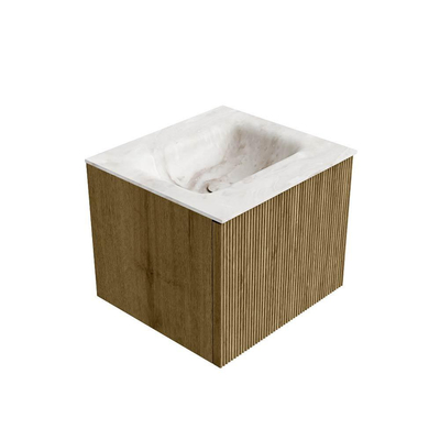 Ensemble de meuble de salle de bain Mondiaz KURVE-DLUX - 50x46x40cm - 1 tiroir - lavabo en solid surface - milieu - sans trou de robinet - Dusk