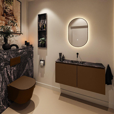 MONDIAZ TURE-DLUX 100cm toiletmeubel Rust. EDEN wastafel Lava positie midden. Zonder kraangat.