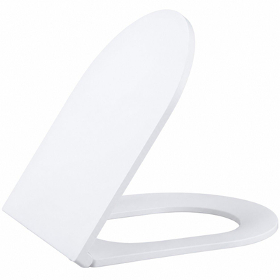 QeramiQ Dely Swirl Ensemble de WC - réservoir encastré QeramiQ Flush - abattant fin - plaque de commande noire mate en plastique - boutons rectangulaires - blanc mat