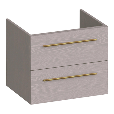 BRAUER Trust meuble sous lavabo 60 excl. poignées à poser 2 tiroirs softclose et 1 découpe pour le siphon - Timber Greige
