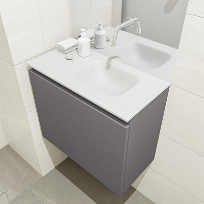 MONDIAZ OLAN Toiletmeubel 60x30x40cm met 0 kraangaten 1 lades dark grey mat Wastafel Lex rechts Solid Surface Wit