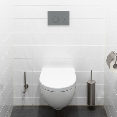 QeramiQ Push Plaque de commande - pour réservoir encastré Geberit UP320 - double chasse - boutons ronds - plastique gris clair