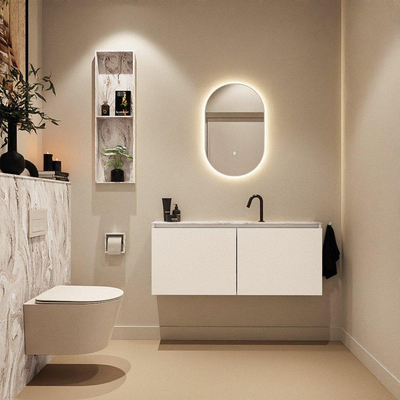 MONDIAZ TURE-DLUX Meuble de WC 120 cm Talc. Lavabo EDEN Glace position milieu. Avec 1 trou de robinet.