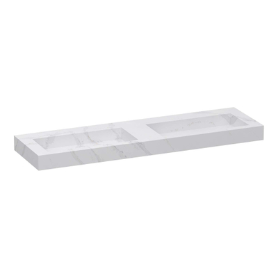 BRAUER Coral lavabo - 160x46x10cm - 2 lavabos - 0 trous de robinet - composite - aspect marbre - Calacatta Gold